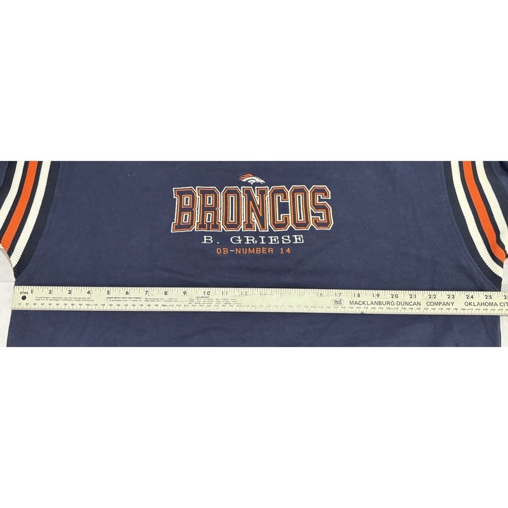 Denver Broncos NFL Hoodie Y2K Vintage Sweatshirt Hooded Bob Griese Navy Blue NWT - Picture 7 of 9